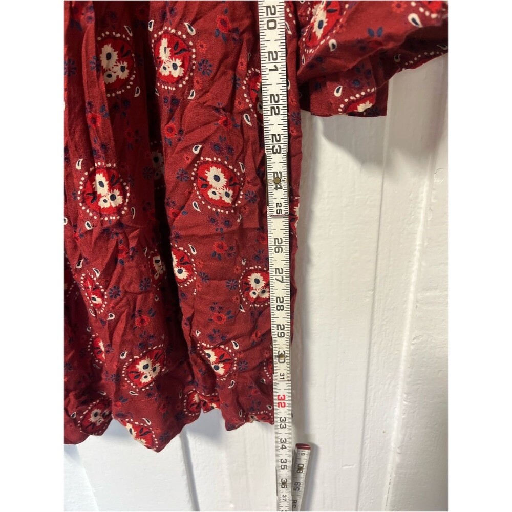 NATURAL LIFE Maroon Red Floral Boho babydoll  Mini Dress - Picture 7 of 8